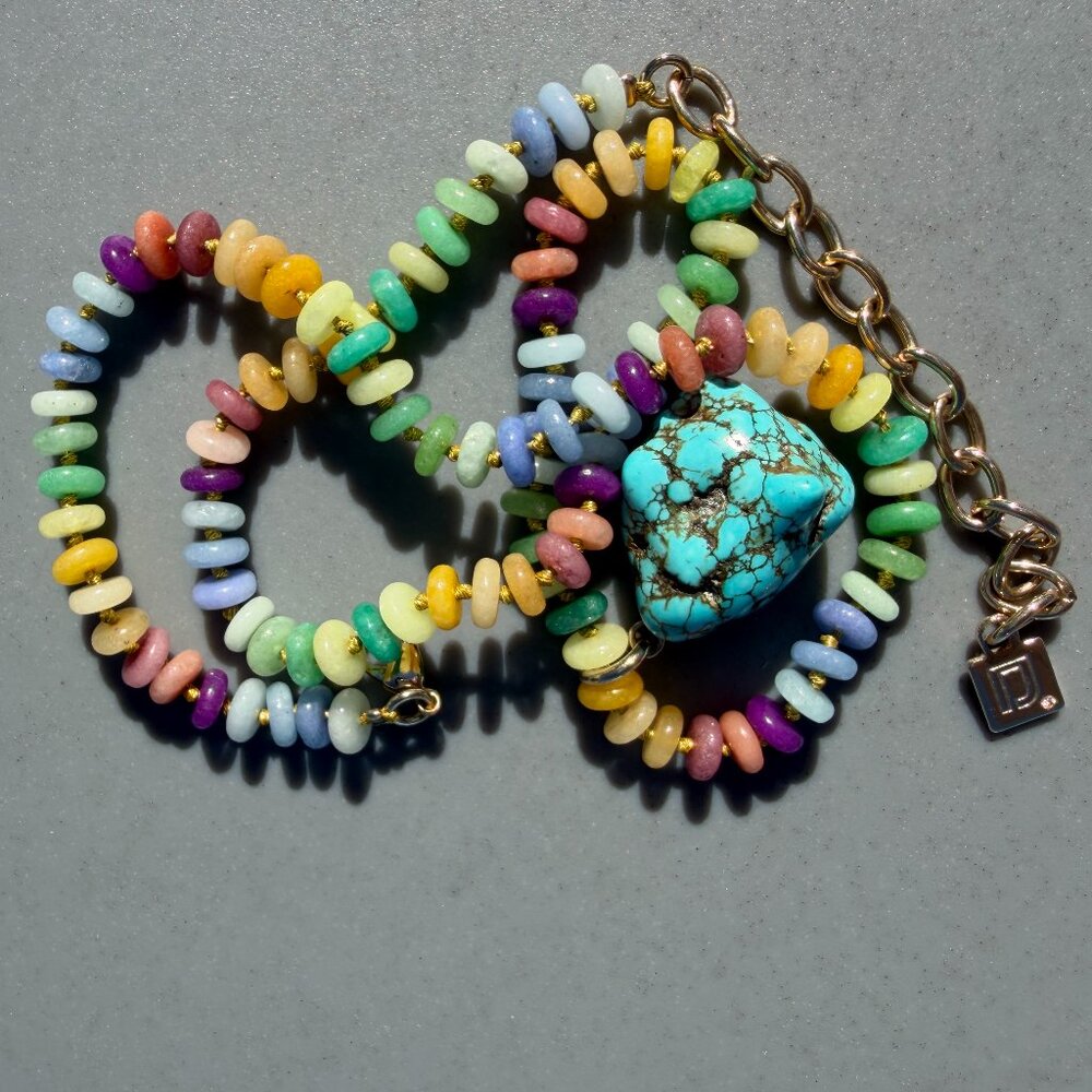 Multicolor beaded necklace with turquoise nugget from Dannijo, 16-19 inches